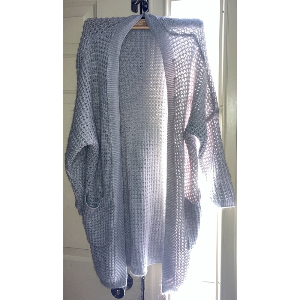 MEROKEETY Women's Open Front Coatigan Sweater long sleeve Cardigan Coat Sz Med